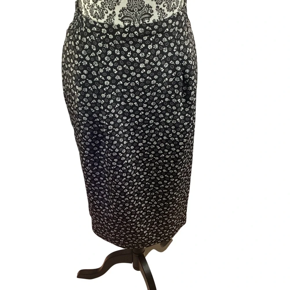 Vintage Andrea Gayle Floral Dress Suit Set Size 10 Black White Pearl Button - Picture 5 of 12